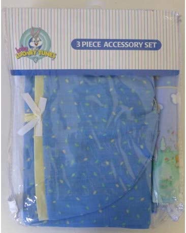 Baby Looney Tunes 3 Piece Playday Accessory Set - Crib Skirt, Flannel Receiving Blanket, Diaper Stacker