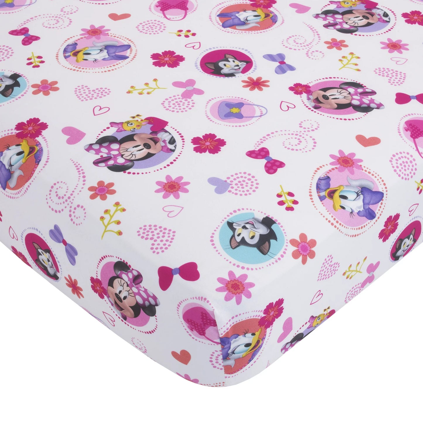 Disney Minnie Mouse 4-Piece Happy Helper Toddler Bedding Set Toddler Bed, Pink