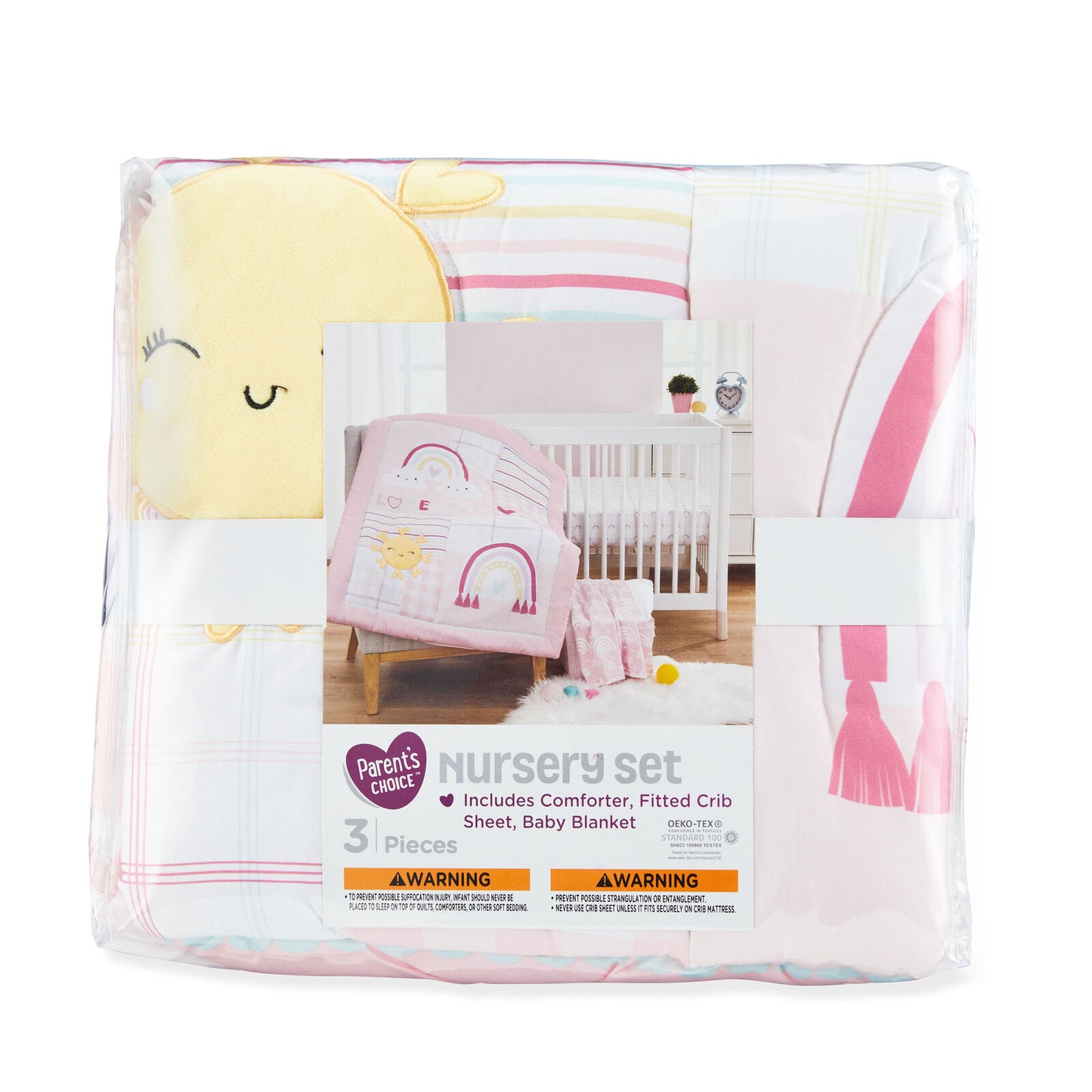 Parent's Choice My Little Sunshine 3-Piece Baby Girl Crib Bedding Set