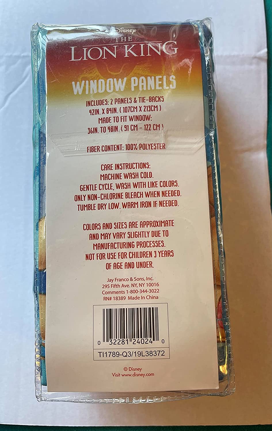 4 Pieces Disney The Lion King Window Panel Drapes Curtain Set