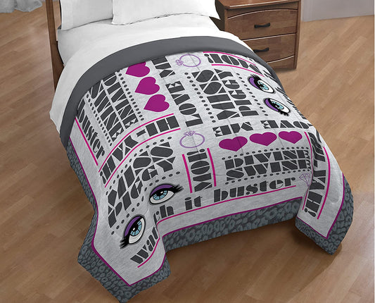 Disney Muppets Love Me Twin/Full Reversible Comforter, Gray/Pink