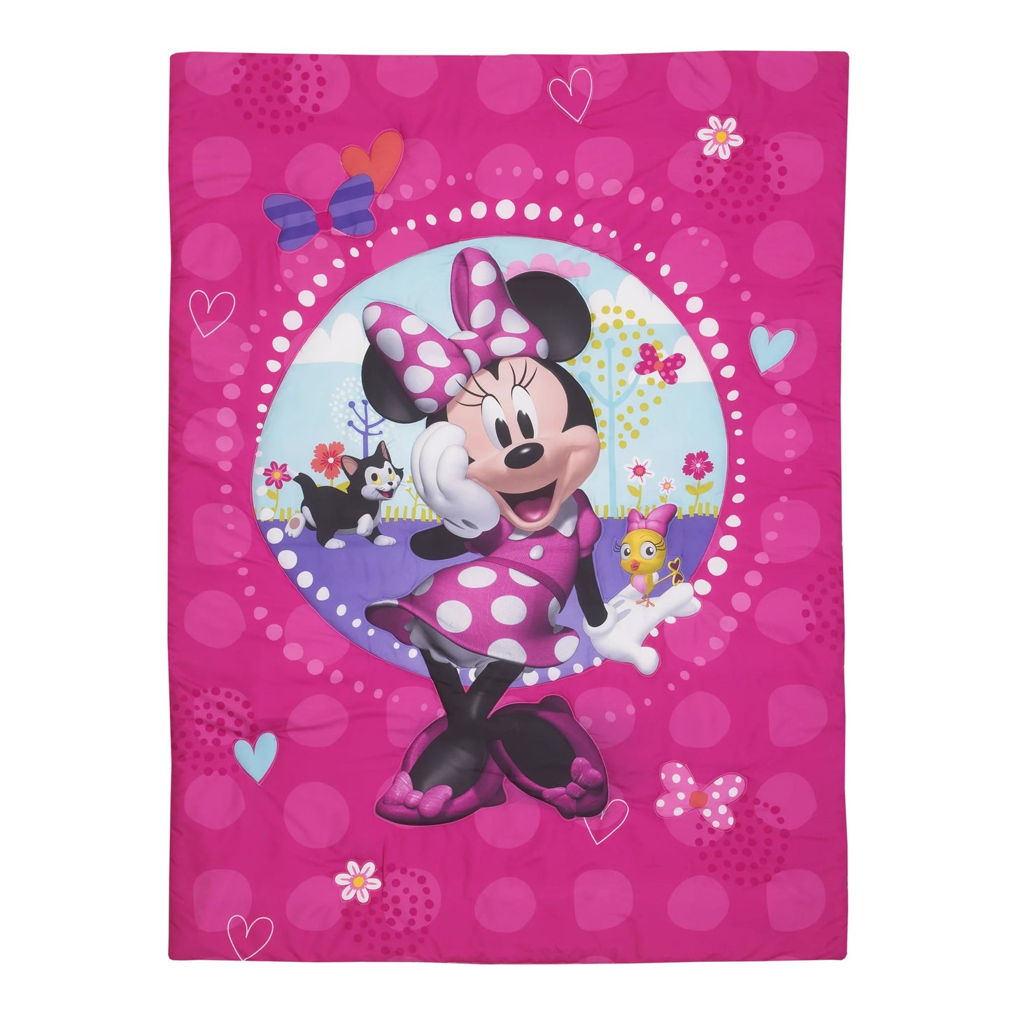 Disney Minnie Mouse 4-Piece Happy Helper Toddler Bedding Set Toddler Bed, Pink
