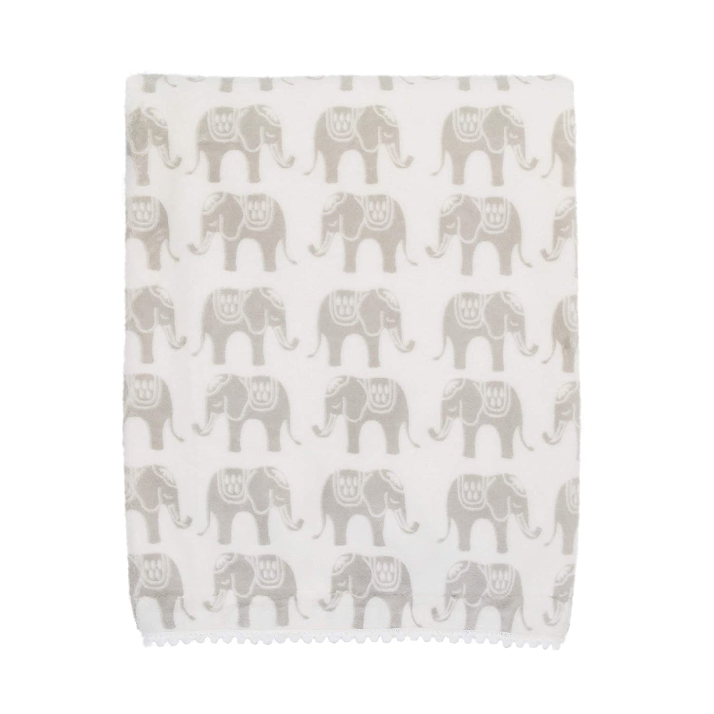 NoJo Serendipity - Ivory Elephant Print Plush Baby Blanket
