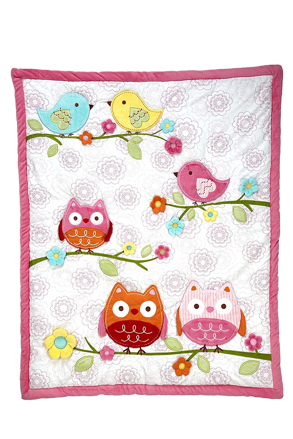 NoJo Owl Love Birds 4 Piece Crib Bedding Set with Diaper Stacker