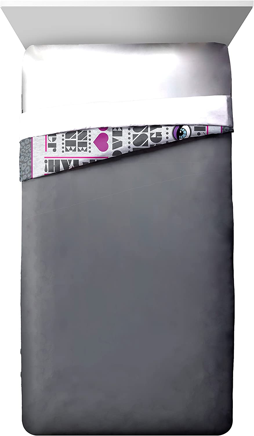 Disney Muppets Love Me Twin/Full Reversible Comforter, Gray/Pink