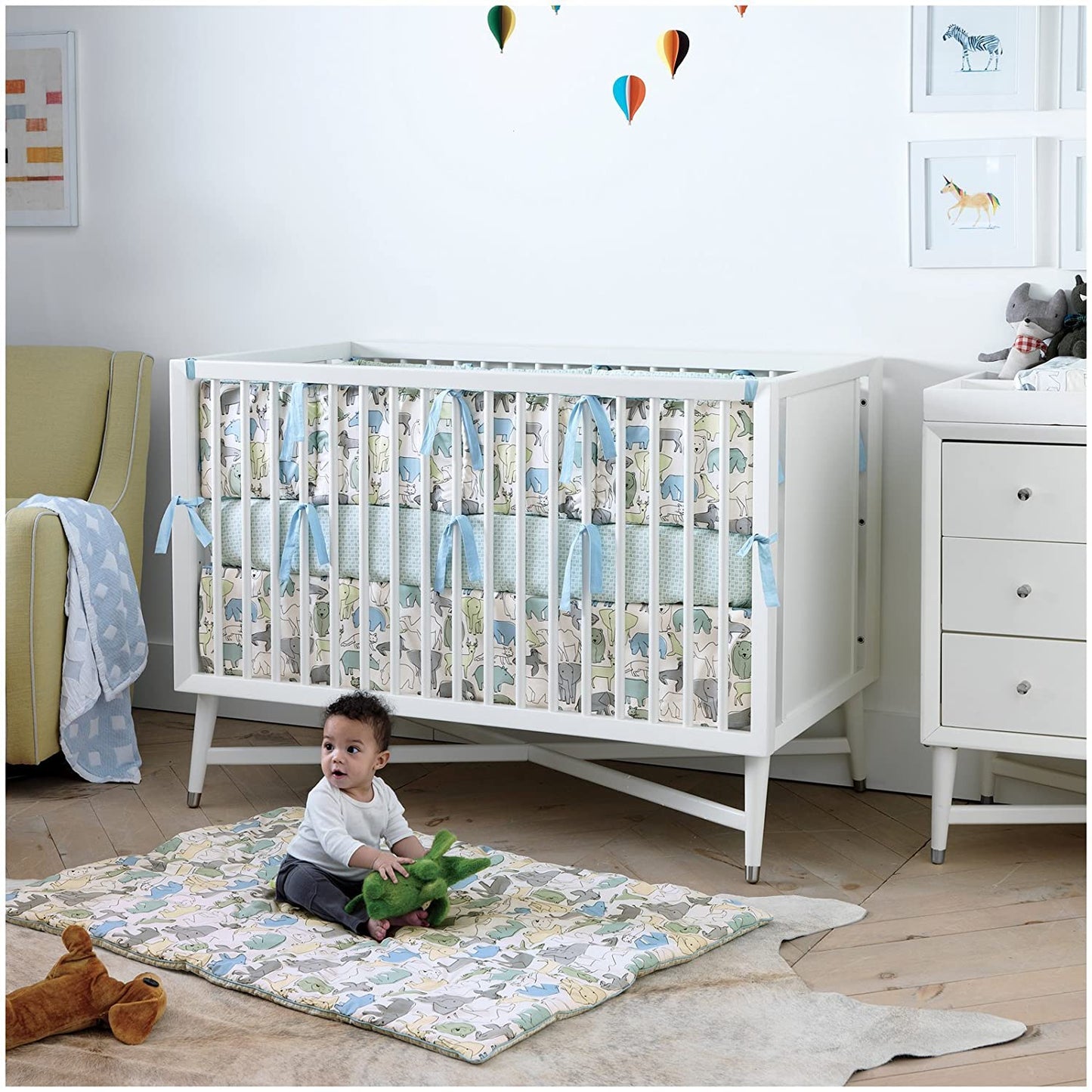 Dwell Studio Safari Friends Cotton Baby Crib Skirt - Caravan