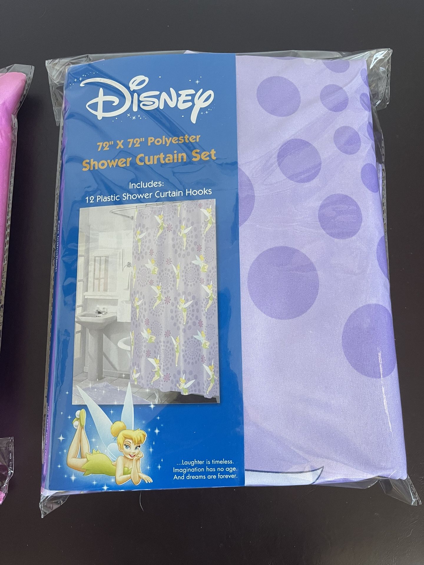 13 Pieces Disney Purple Tinkerbell Shower Curtain and Hooks Set