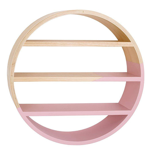 Petunia Pickle Bottom Dreaming in Dax Round Wooden Wall Shelf, Pink/Brown