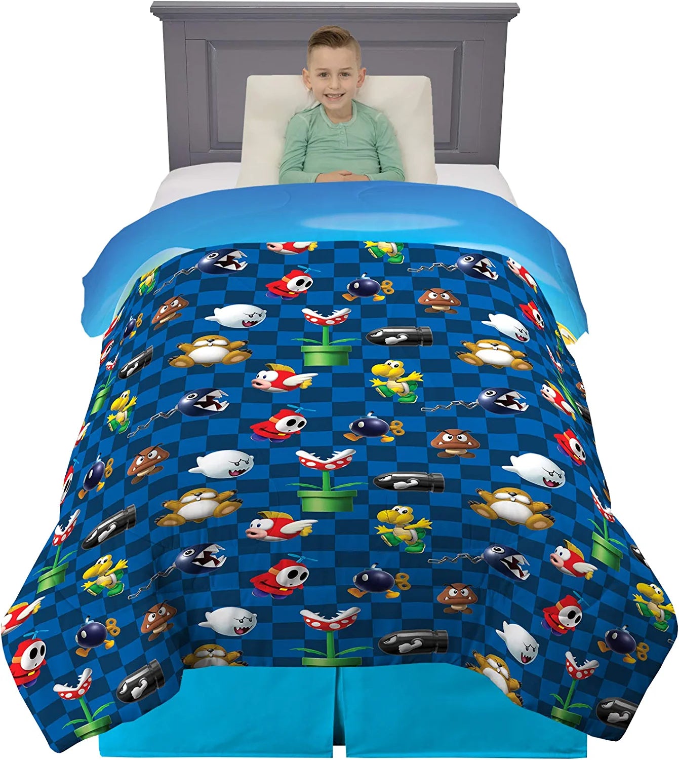 Kids Bedding Super Soft Microfiber Reversible Comforter, Twin/Full, Mario