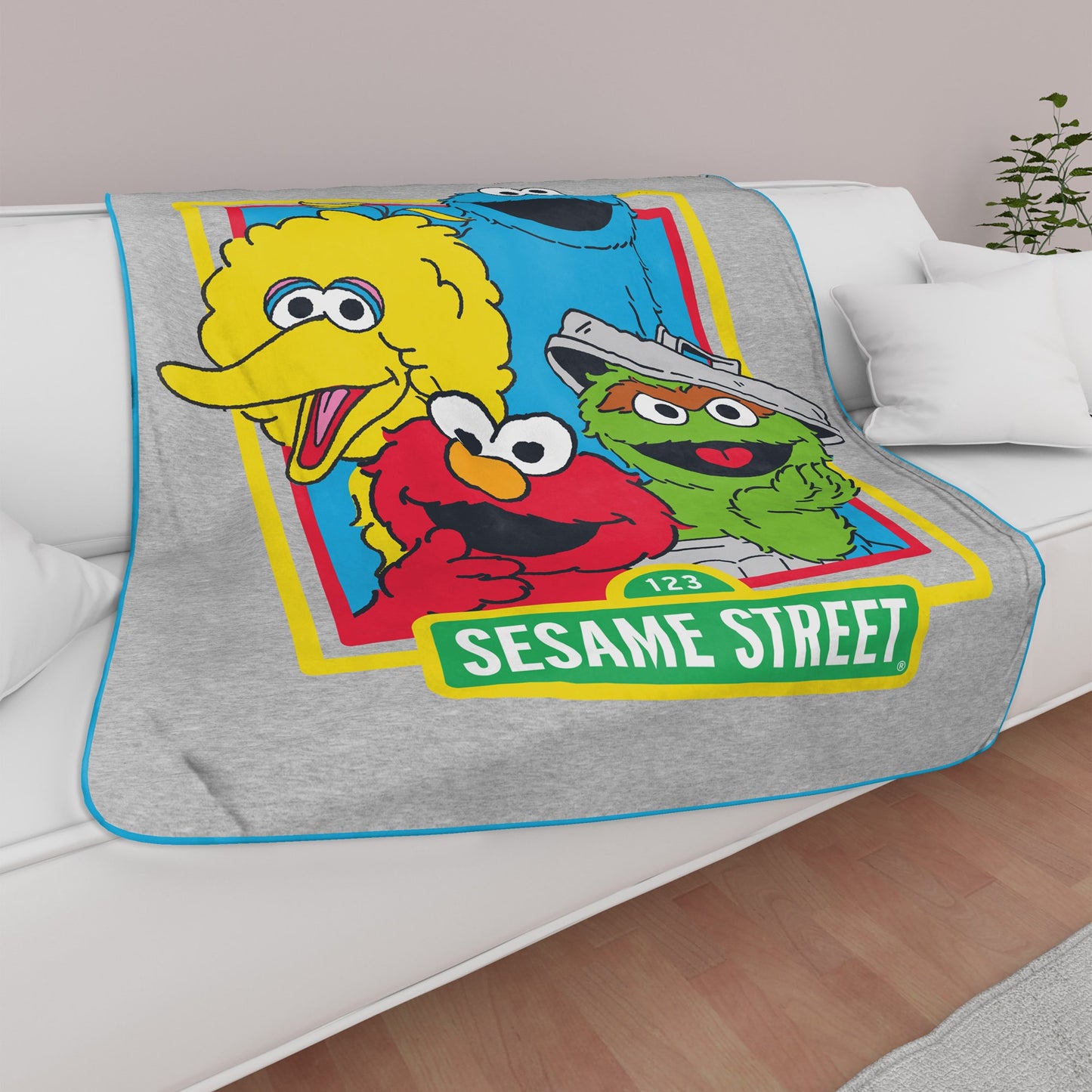 Sesame Street 46" x 60" Multicolor Plush Microfiber Throw, Machine Washable