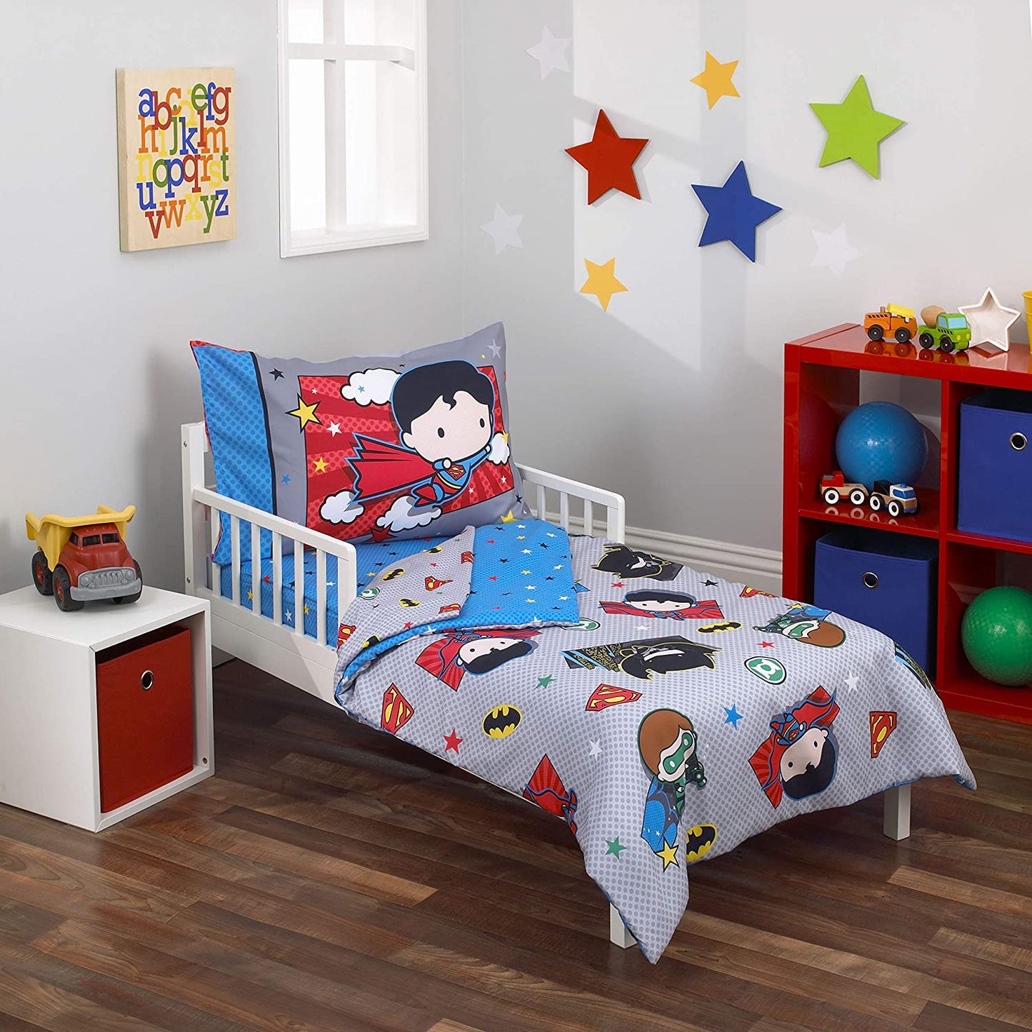 4 Piece Toddler Bedding Set Super Heroes Warner Brothers Justice League
