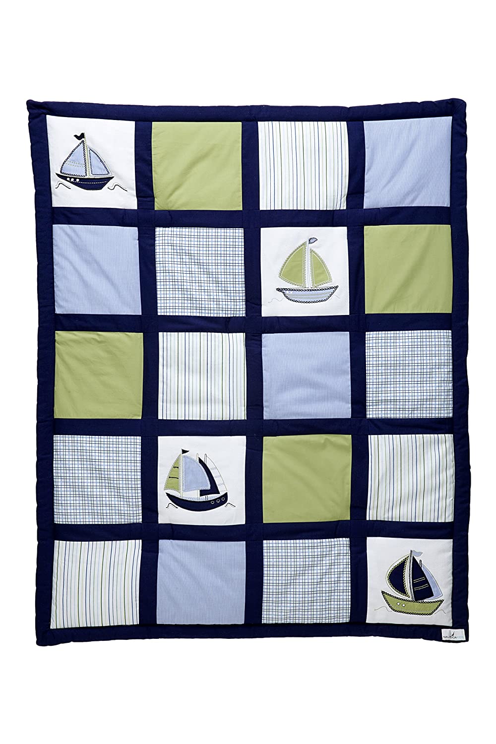 Nautica Kids Zachary 7-Piece Patchwork Sailboats Nursery Crib Bedding Set