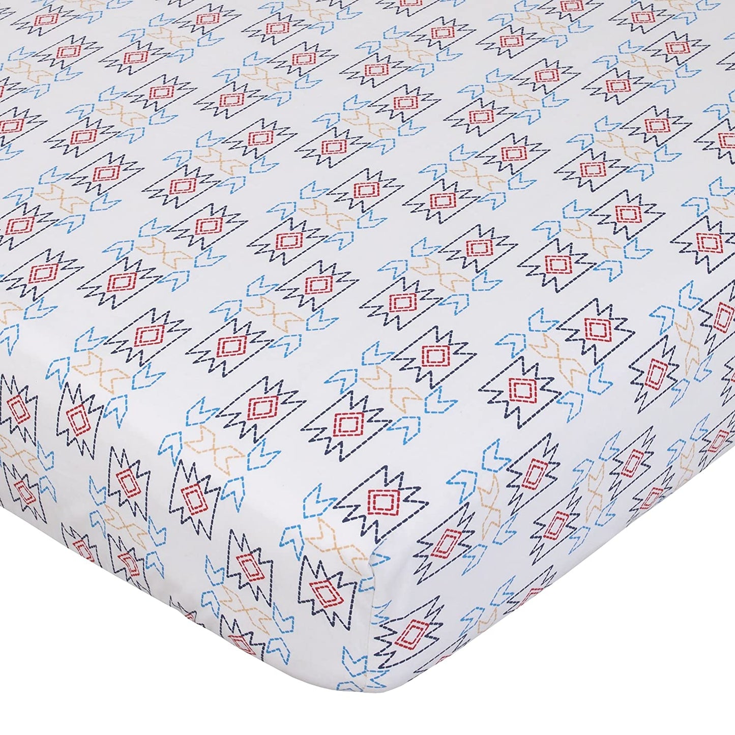 NoJo Teepee Tribal Crib Bedding, 4 Piece Set, Navy, Red, Ivory