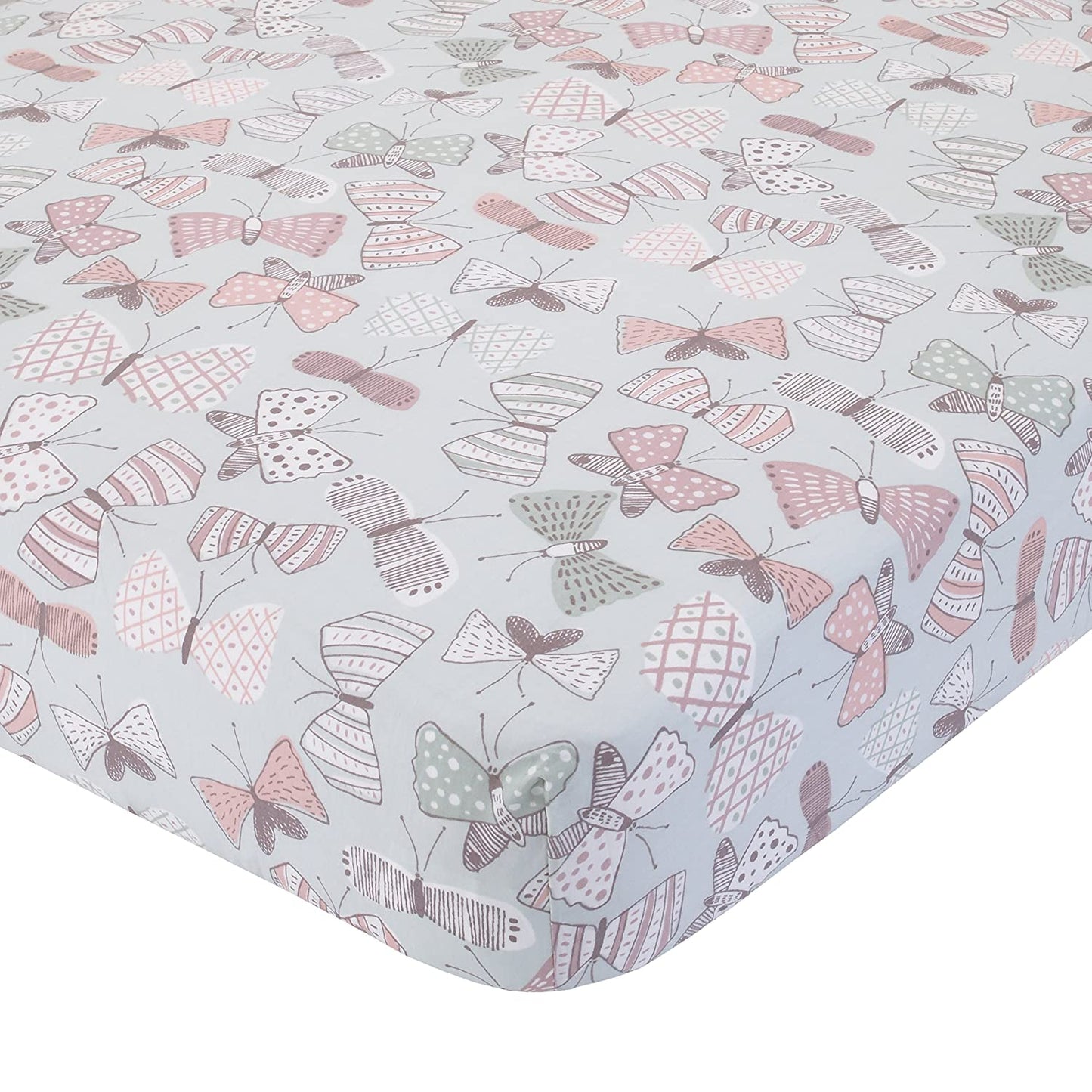 Dwell Studio Arden Butterfly Print Fitted Crib Sheet, Violet/Pink/Gray