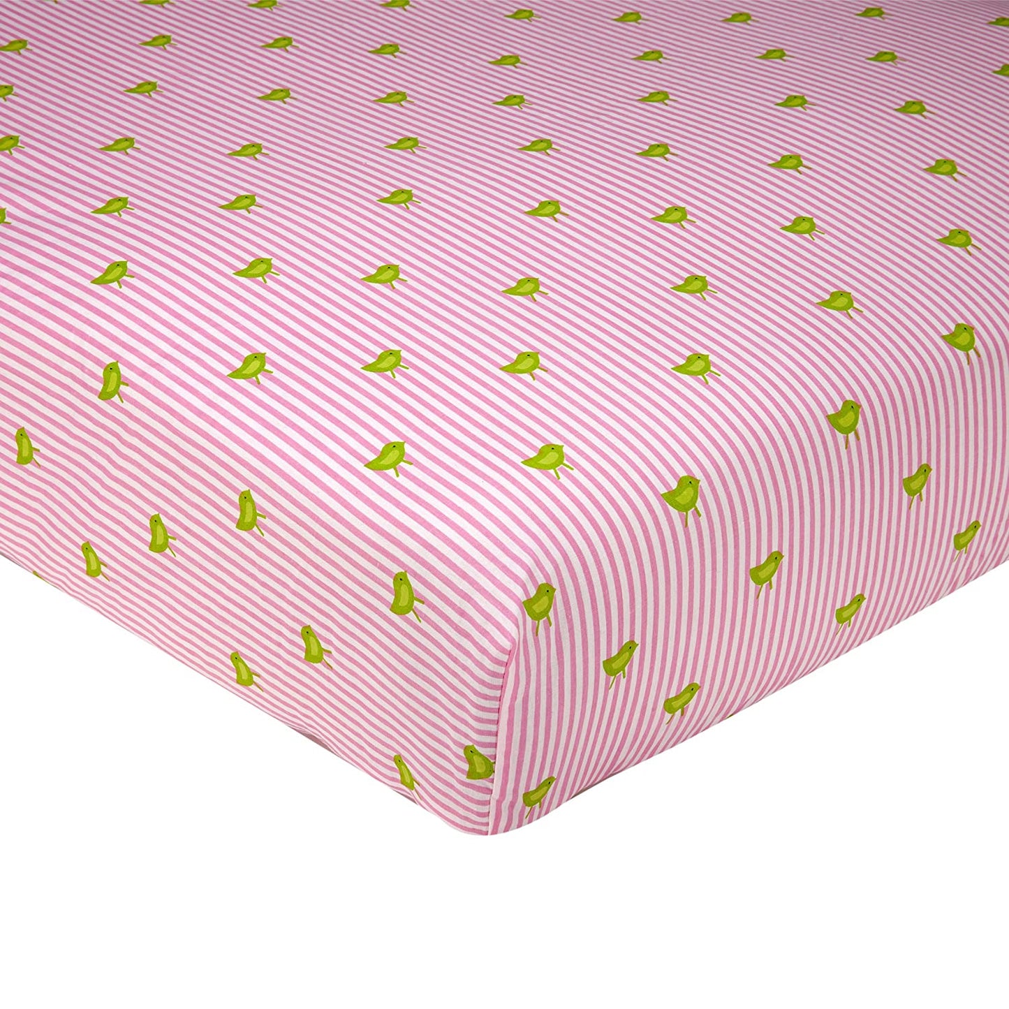 Sadie & Scout Bird Print Baby Crib Sheet, Pink 52" x 28" x 8"