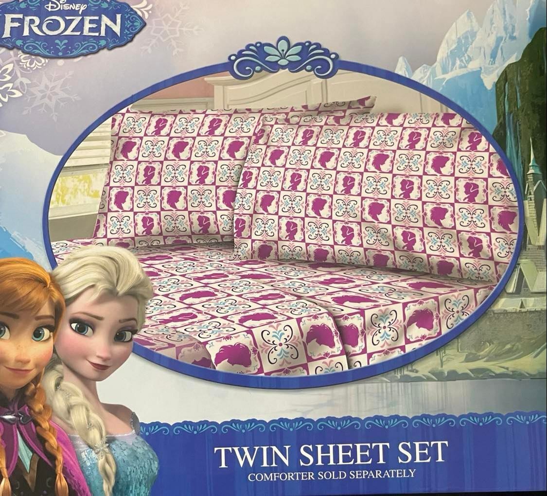 Disney Frozen Silhouette Microfiber 3 pc TWIN Bed Sheet Set