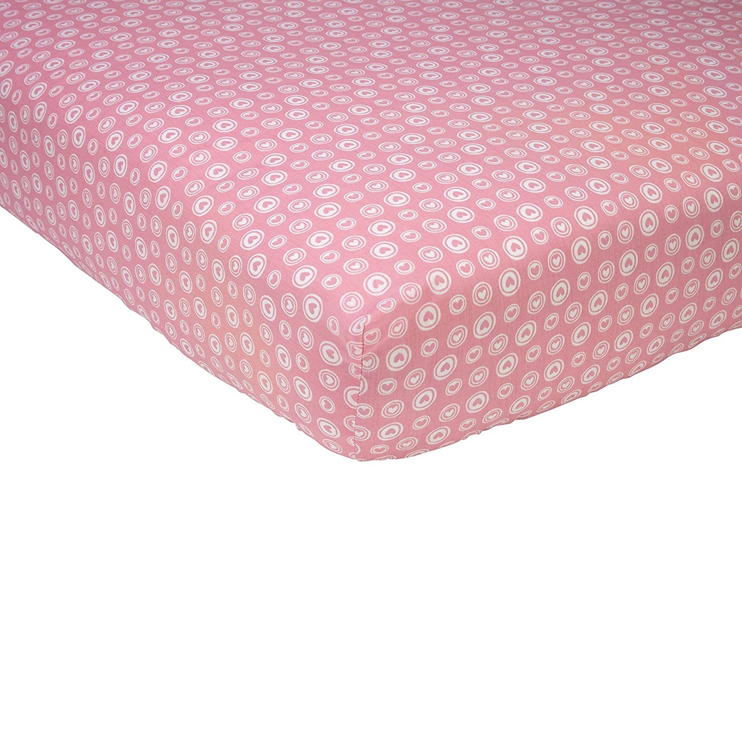 Sadie & Scout Chelsea Toddler or Crib Size Fitted Sheet Pink and White Hearts
