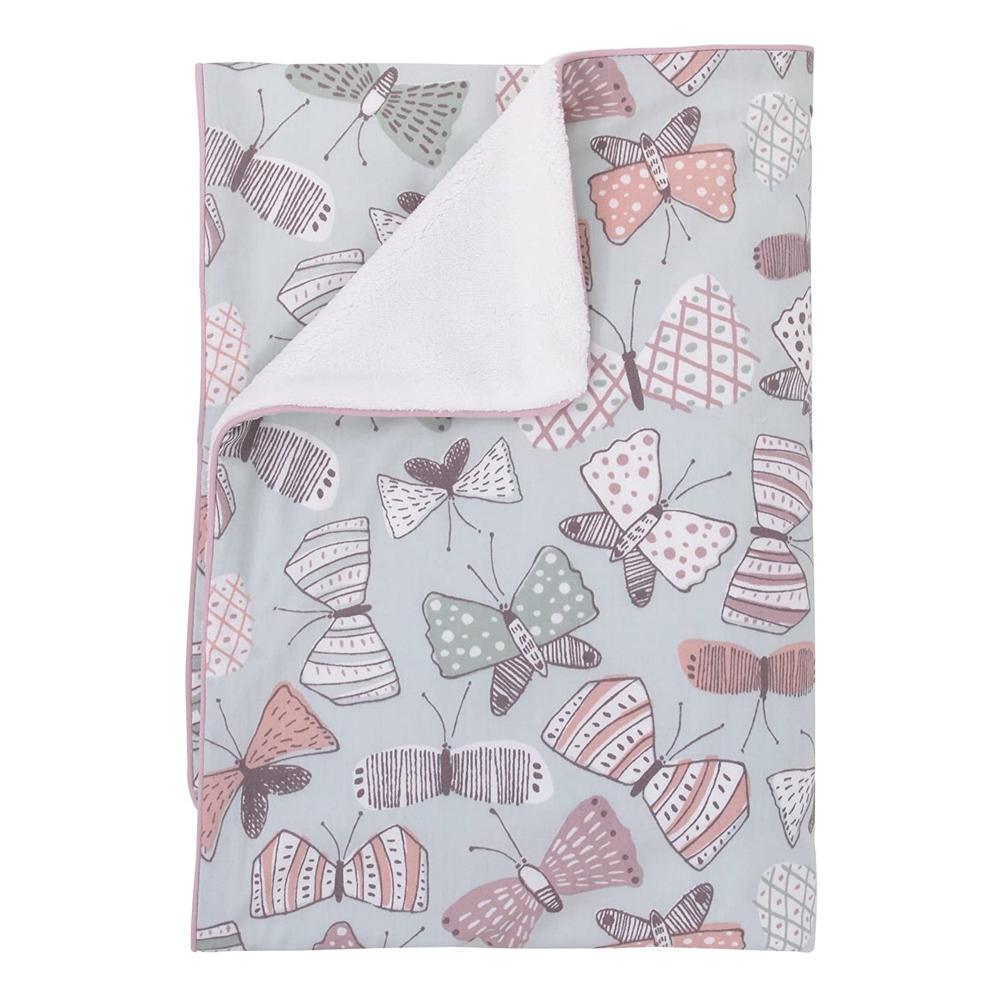 Dwell Studio Arden Butterfly Print Double Sided Cotton Crib Comforter Blanket, Violet/Pink/Gray