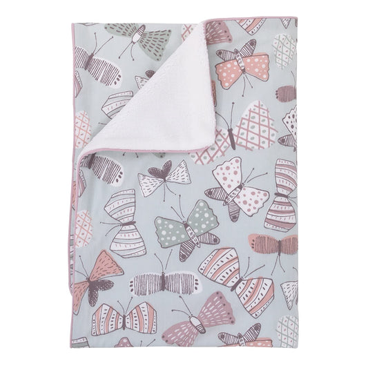 Dwell Studio Arden Butterfly Print Double Sided Cotton Crib Comforter Blanket, Violet/Pink/Gray
