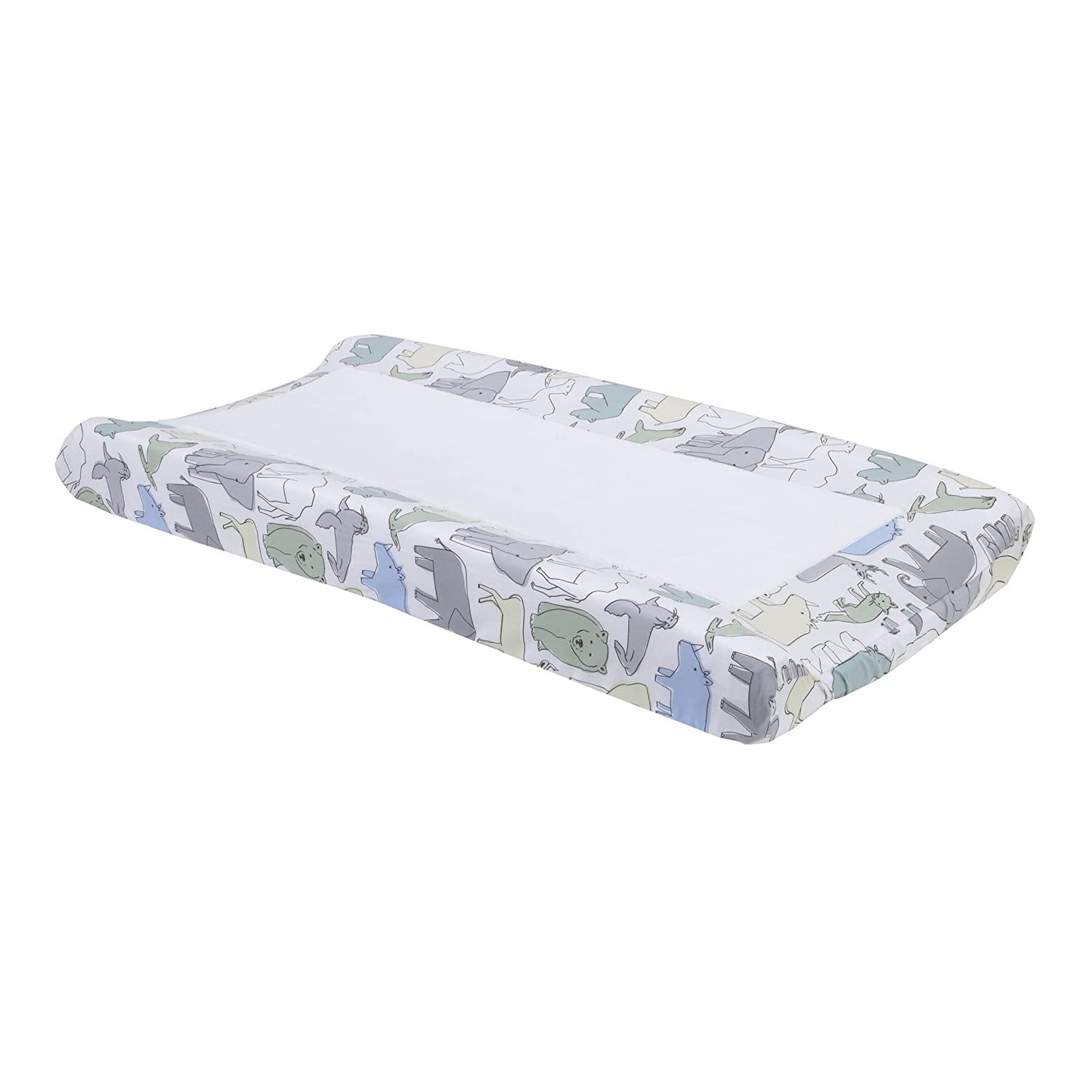 Dwell Studio Caravan Animal Safari Friends Changing Pad Cover, Aqua/Gray/Green/Yellow