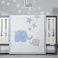 Zutano Elefant Blau 4 Piece Cotton Crib Bedding Set