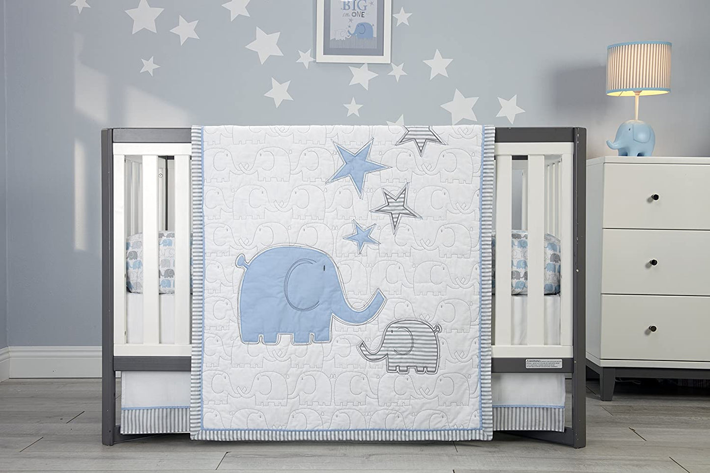 Zutano Elefant Blau 4 Piece Cotton Crib Bedding Set