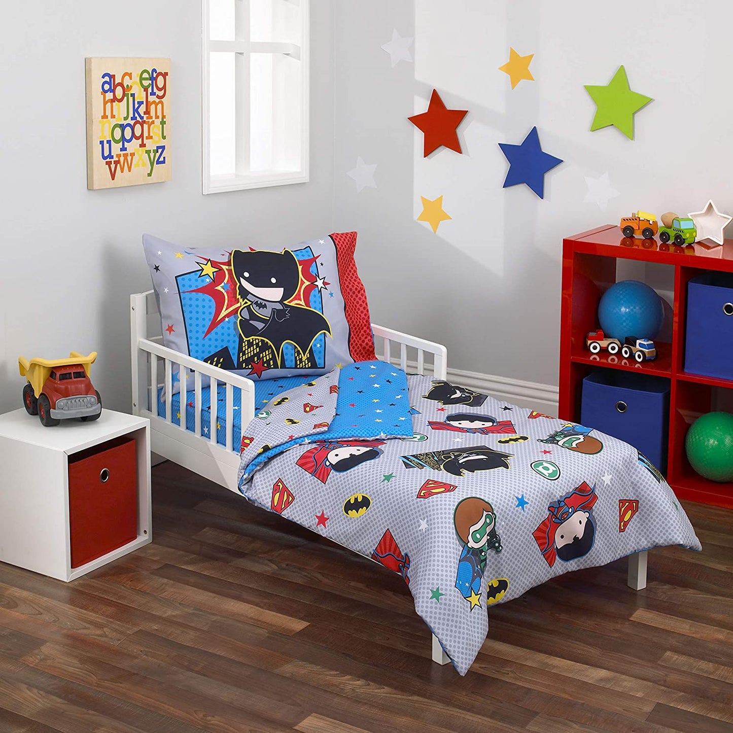 4 Piece Toddler Bedding Set Super Heroes Warner Brothers Justice League