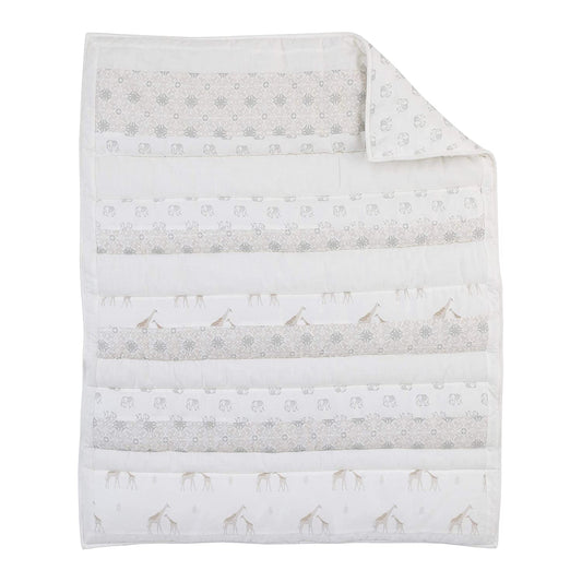 NoJo Serendipity  Safari 100% Cotton Crib Comforter, Ivory, Taupe, Grey