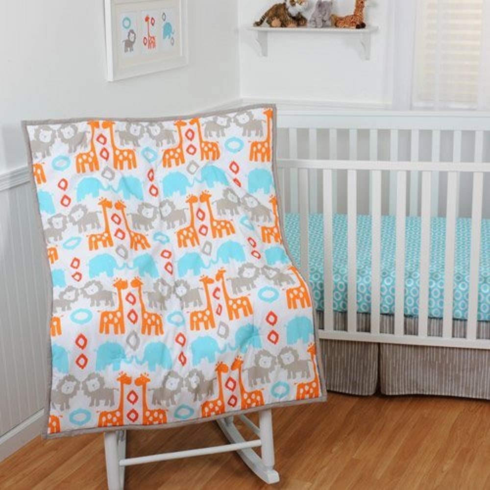 Sumersault Ikat Animals 4 Piece Unisex Nursery Crib Bedding Set