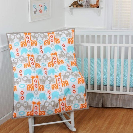 Sumersault Ikat Animals 4 Piece Unisex Nursery Crib Bedding Set