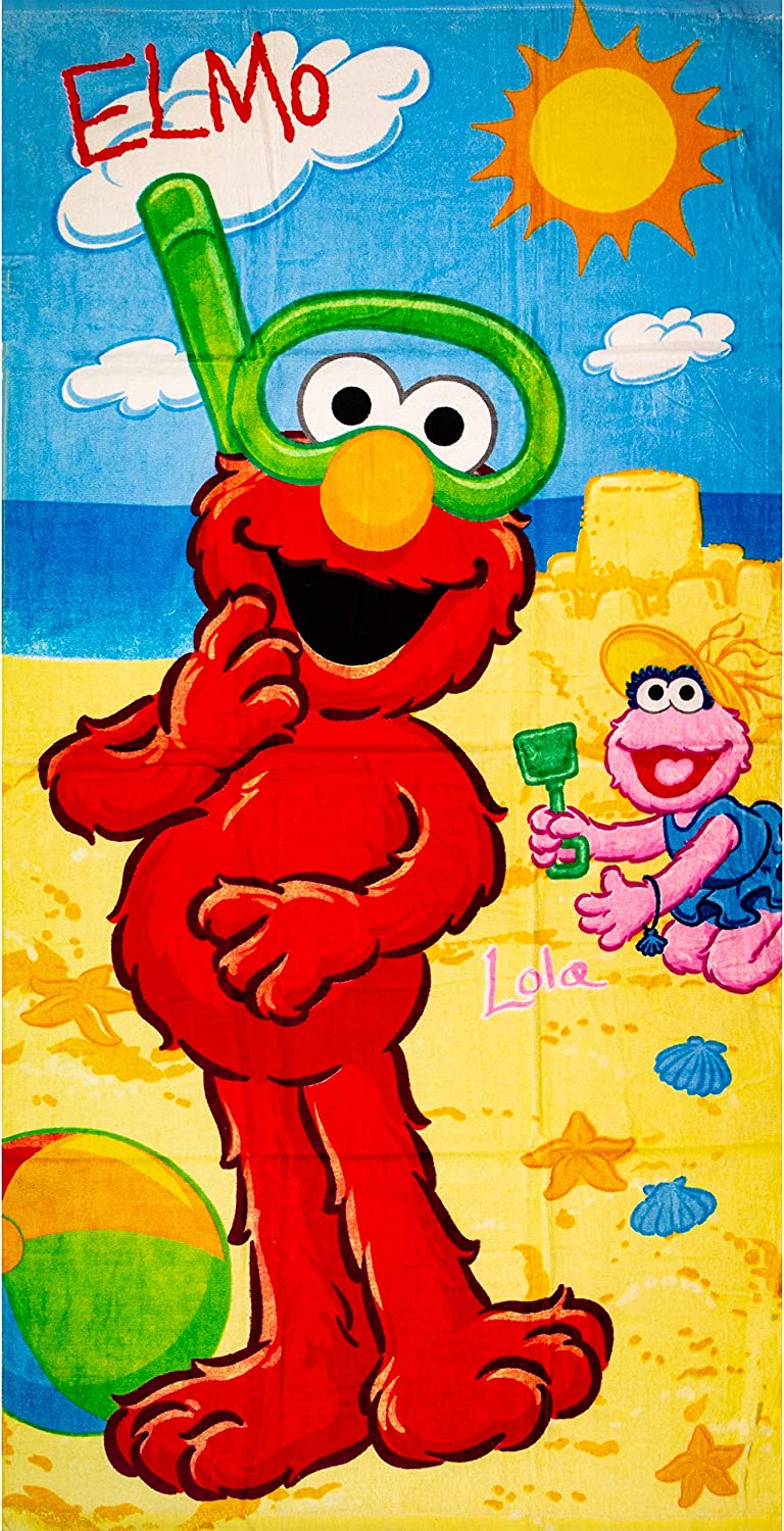 Sesame Street Elmo Sand Castle 100% Cotton Kids Beach Towel
