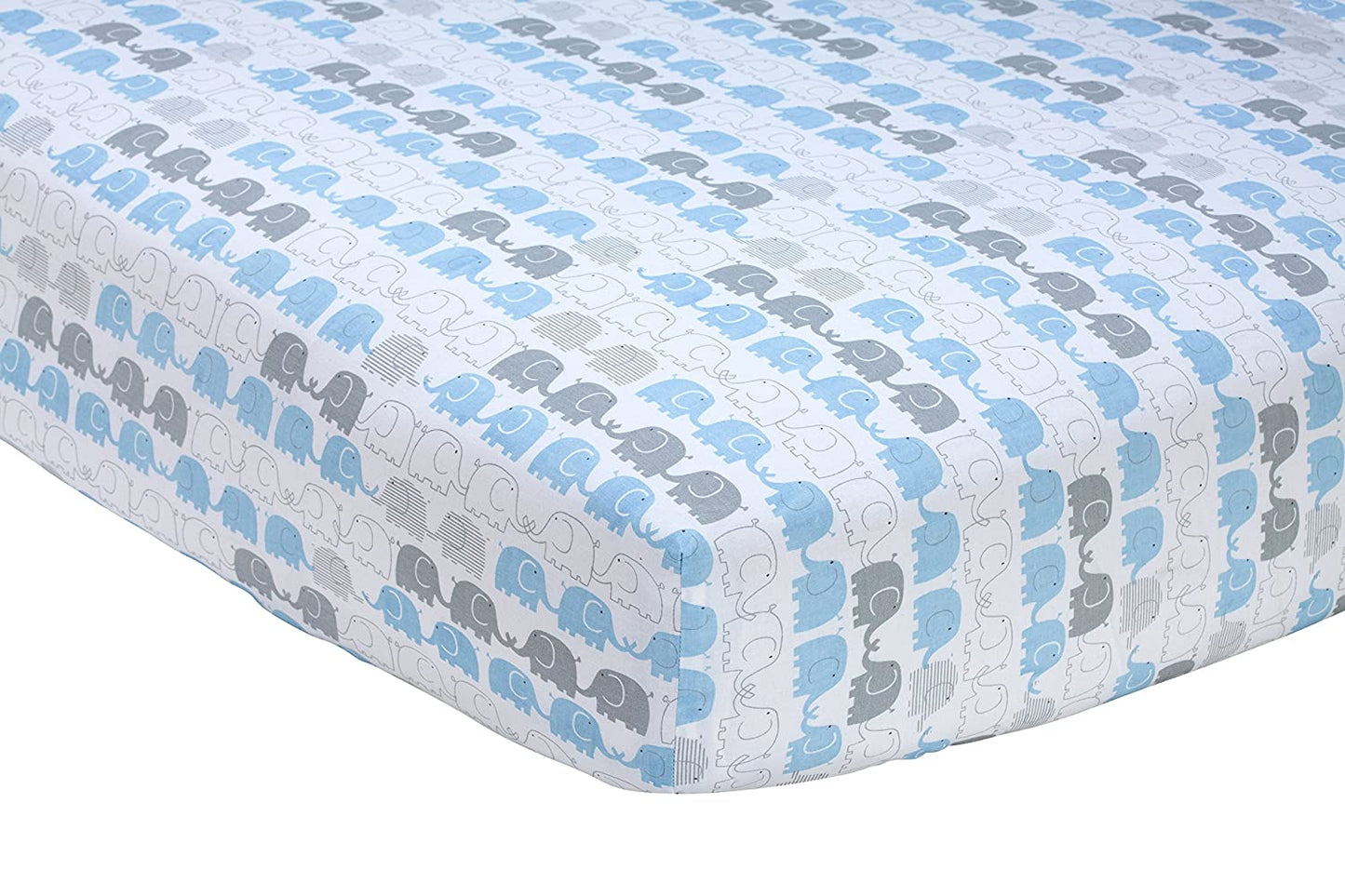 Zutano Elefant Blau Crib Sheet, White/Blue/Grey, 52" x 28" x 8"