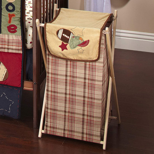 NoJo My Little MVP Hamper with Sports Applique, Tan, Brown, Orange, Green