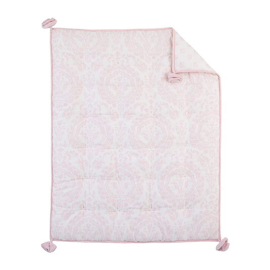 NoJo Serendipity Elephant Medallion 100% Cotton Crib Baby Comforter, Pink/Ivory