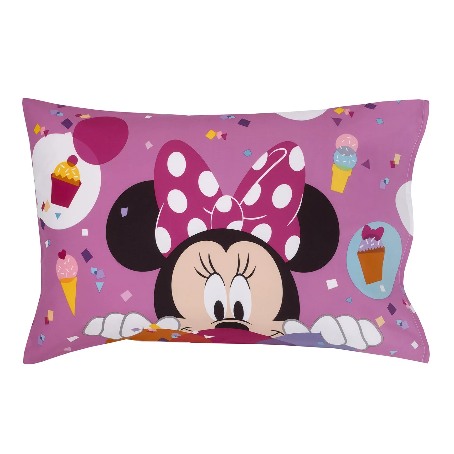 Disney Minnie Mouse 4-Piece Toddler Bedding, "Have Fun", Pink and Lavender, Toddler Bed Size