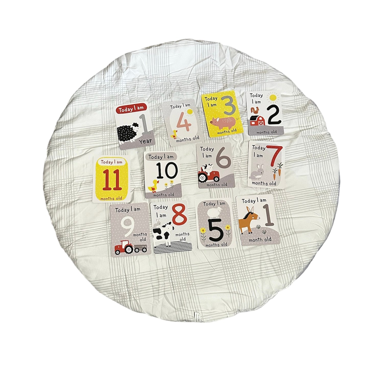 Farm Friends Baby Monthly Milestone Mat Blanket for Boy Girl Unisex, Gift for Baby Shower, Baby Photo Blanket for Newborn Picture 12 Cards Included, Soft Flannel Blanket 36"'