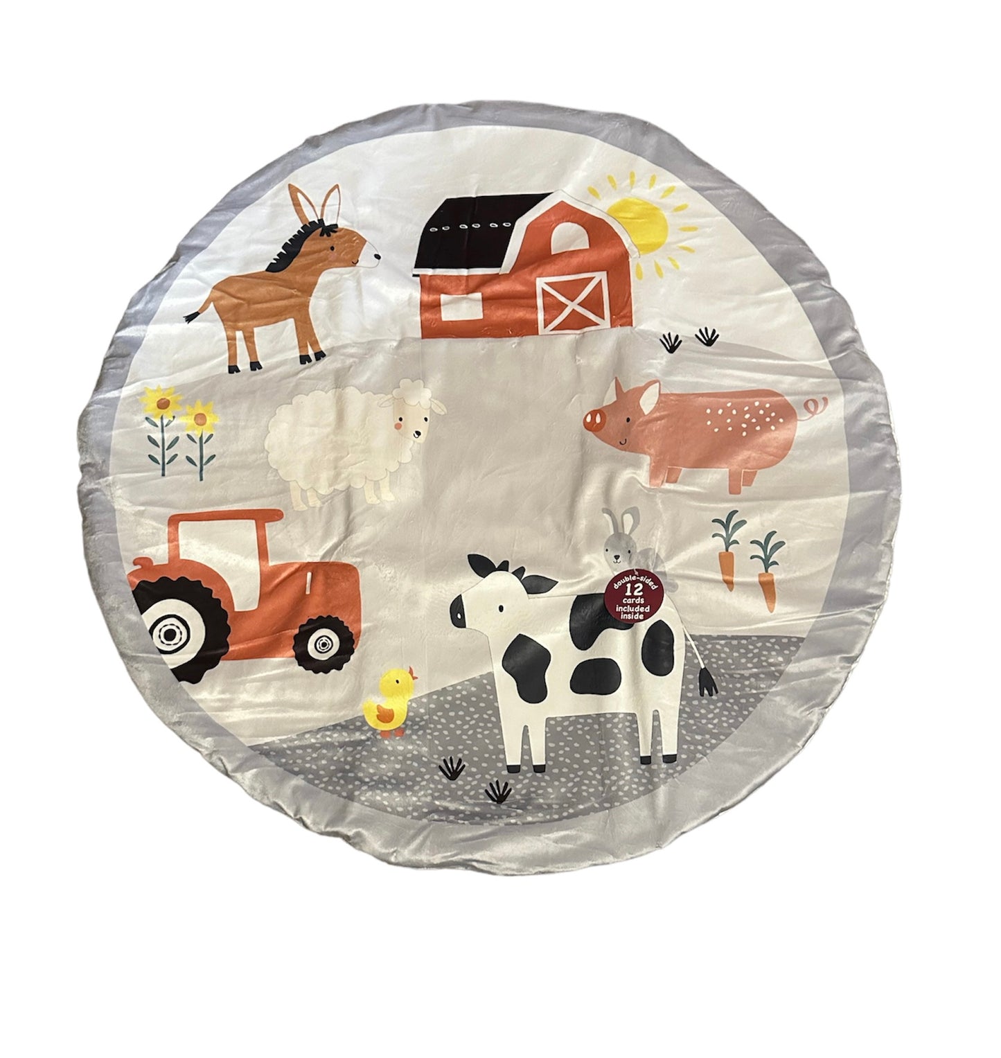 Farm Friends Baby Monthly Milestone Mat Blanket for Boy Girl Unisex, Gift for Baby Shower, Baby Photo Blanket for Newborn Picture 12 Cards Included, Soft Flannel Blanket 36"'