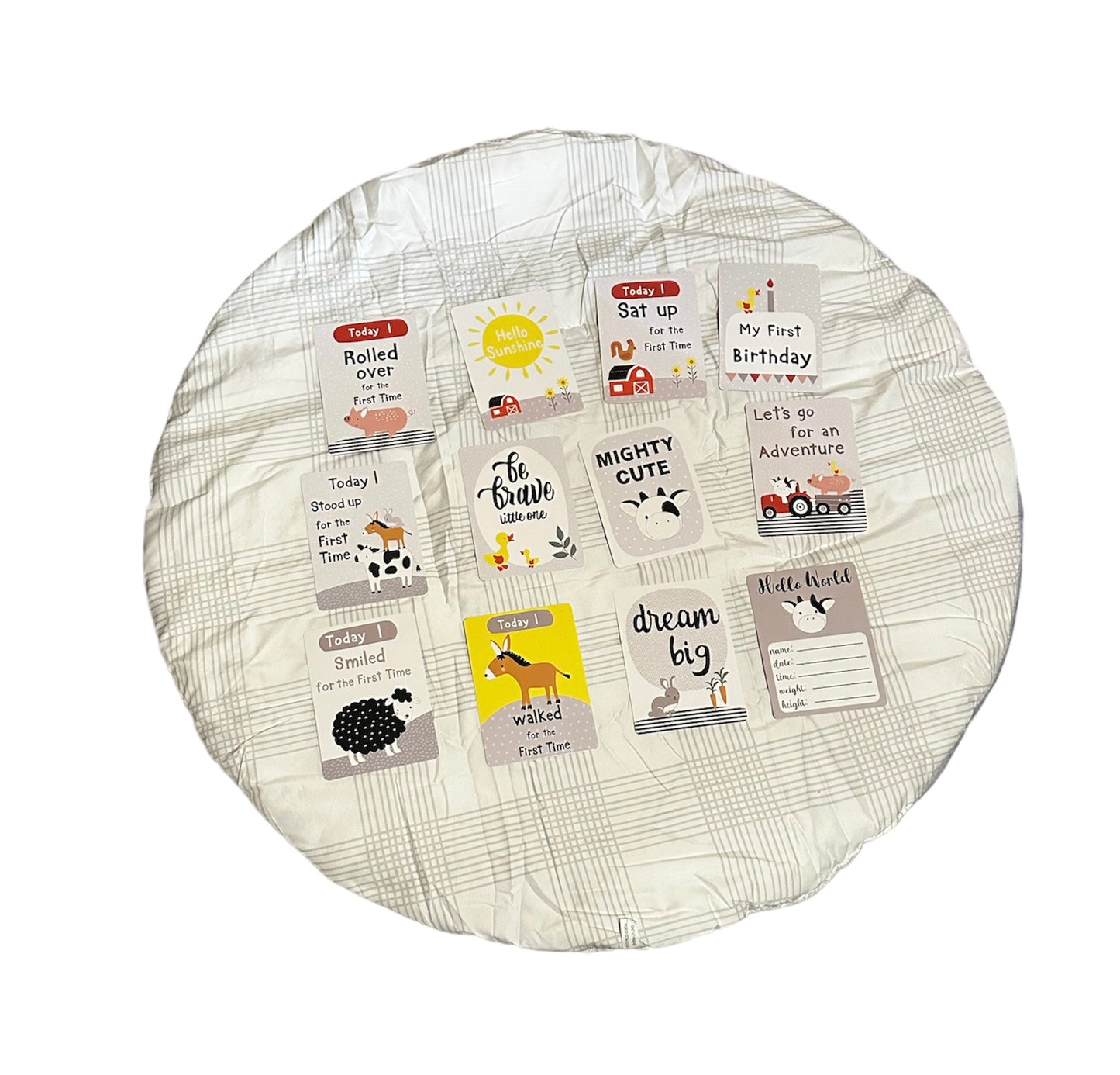 Farm Friends Baby Monthly Milestone Mat Blanket for Boy Girl Unisex, Gift for Baby Shower, Baby Photo Blanket for Newborn Picture 12 Cards Included, Soft Flannel Blanket 36"'